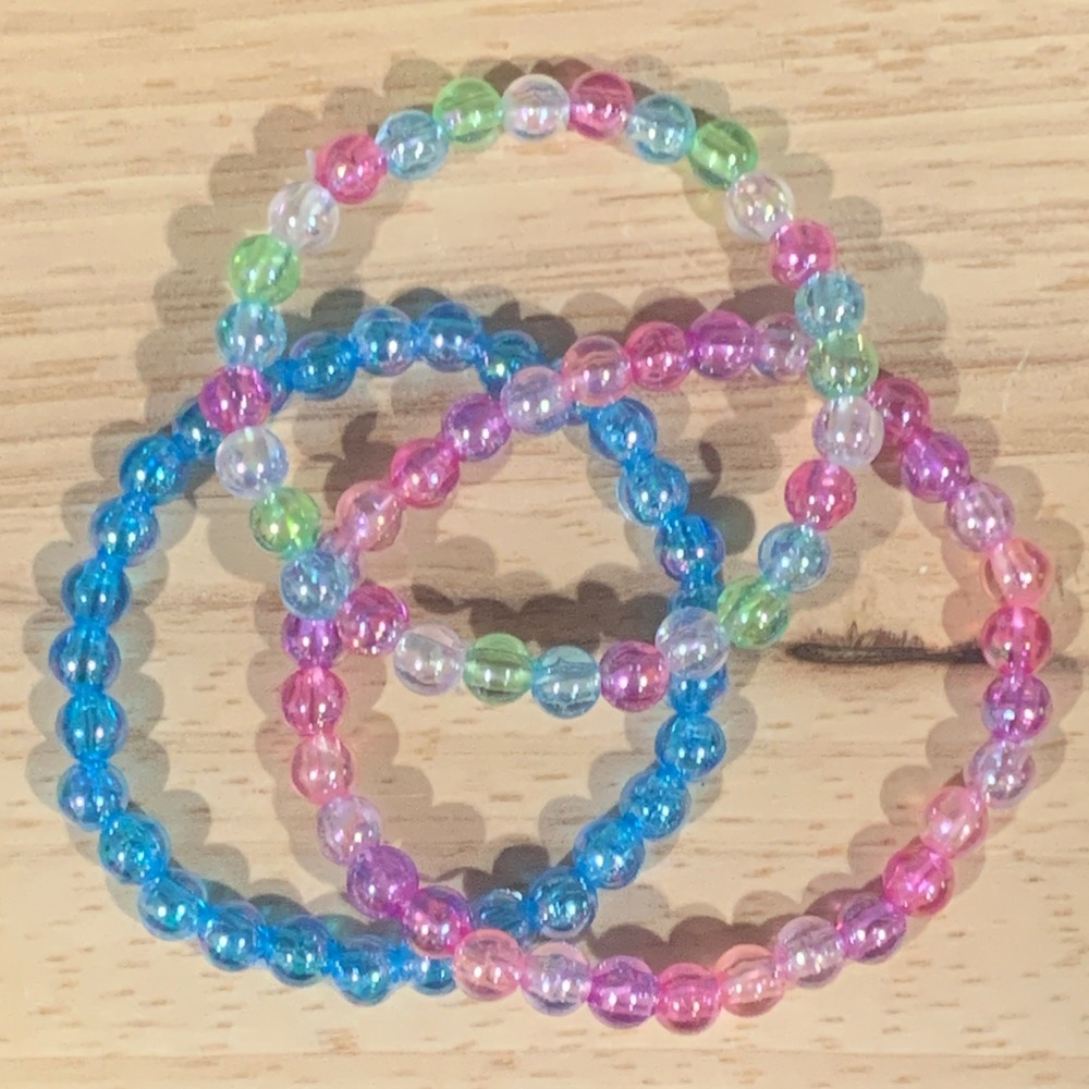 Mermaidcore‎ Beachy Beaded Stretch Bracelet Set Multicolor Blue Pink Y2K Kidcore